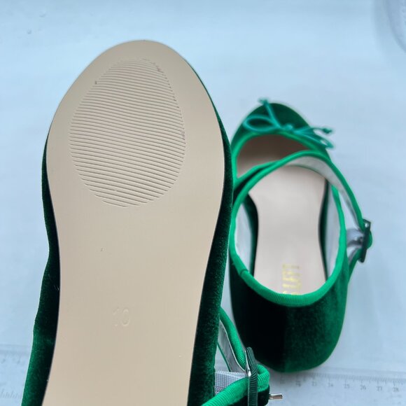 miss left Women Bowknot Ankle Strap Mary Jane Classic Closed Round Toe Green - Picture 6 of 8